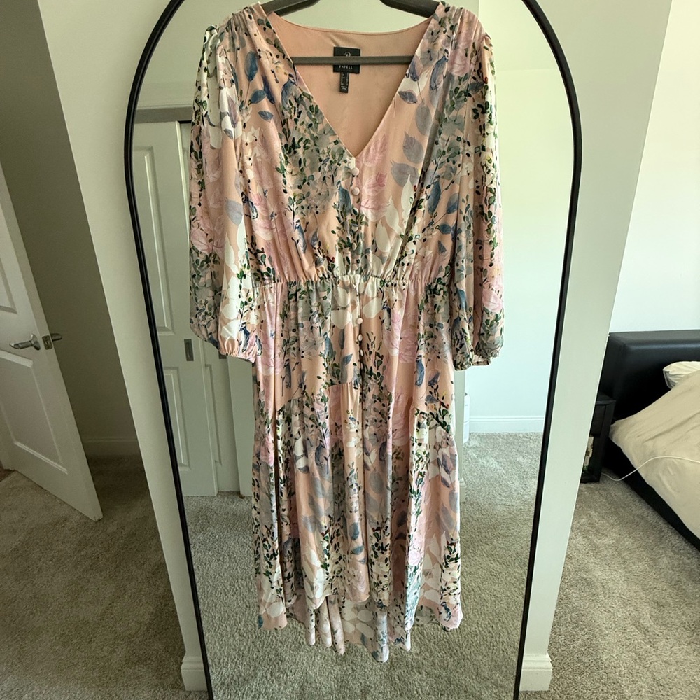 Adrianna Papell Pastel Floral Long Sleeve Dress